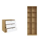 Ver imagem 4 de Quarto Infantil com 2 Guarda-Roupa e 1 Cômoda 3 Gavetas Modelo Americano 100% MDF Infinity Branco/Savana