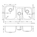 Ver imagem 4 de Cuba de Cozinha Aço Inox 1mm Escovado C301 98,4x52,7x22,8 Cm