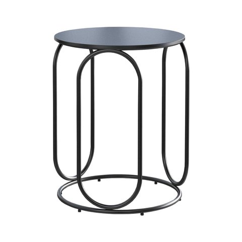 Base Mesa Omega Aço Carbono para Tampo Madeira ou Vidro Preto