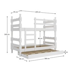 Treliche Madeira Maciça - Vira 2 Camas - para Colchão 78/88 X 188cm Porto Multimóveis Cr35106 - 3