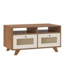 Ver imagem 3 de Mesa de Centro 2 Gavetas e Detalhe em Impressão Palha Trama Marrom 100% MDF