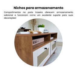 Mesa de Centro 2 Gavetas e Detalhe em Impressão Palha Trama - 9
