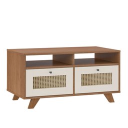 Mesa de Centro 2 Gavetas e Detalhe em Impressão Palha Trama - 3