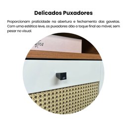 Mesa de Centro 2 Gavetas e Detalhe em Impressão Palha Trama - 6