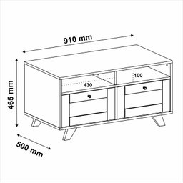 Mesa de Centro 2 Gavetas e Detalhe em Impressão Palha Trama - 4