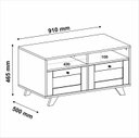 Ver imagem 4 de Mesa de Centro 2 Gavetas e Detalhe em Impressão Palha Trama Marrom 100% MDF