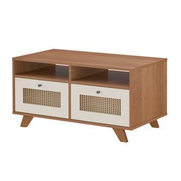 Mesa de Centro 2 Gavetas e Detalhe em Impressão Palha Trama - 20