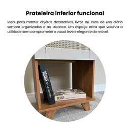 Mesa Lateral de Apoio 1 Gaveta em Palha Trama - 18