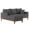 Sofá 3 Lugares Beny com Chaise Esquerdo Suede Cinza - 4