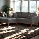 Ver imagem 2 de Sofá 3 Lugares Beny com Chaise Esquerdo Suede Cinza