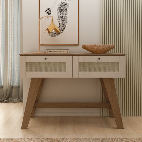 Aparador Trama 2 Gavetas com Pintura 3D Palha