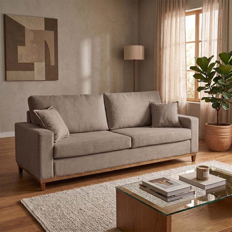 Sofá Living Marau 2,30m Bouclê Marrom - King House