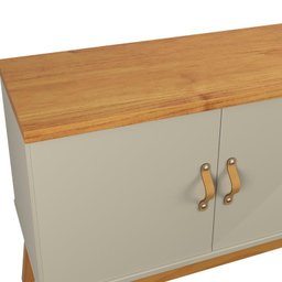 Rack / Bancada Si 1.60m Estilo Retrô Par Tv até 60'' Cor Off White / Cinamomo Pt - 4