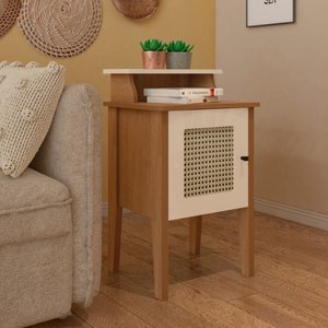 Mesa Lateral de Apoio 100% MDF com Porta em Palinha Charlotte