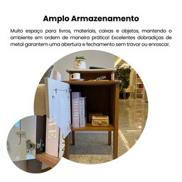 Mesa Lateral de Apoio 100% MDF com Porta em Palinha Charlotte - 7