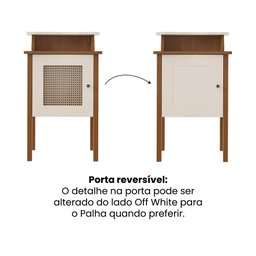 Mesa Lateral de Apoio 100% MDF com Porta em Palinha Charlotte - 5