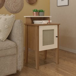 Mesa Lateral de Apoio 100% MDF com Porta em Palinha Charlotte - 2