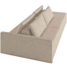 Sofá Ilha Modular para Sala 232cm com Puff Dublin K01 Linho Bege - Lyam Decor - 6