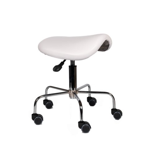 Cadeira Mocho Sela Texas Style Branca Cromada Dentista Tatuador Estetica Manicure Odontologia