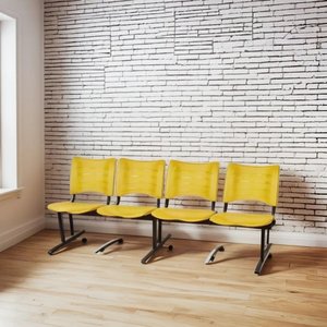 Cadeira Longarina para Recepção Iso 4 Lugares em Polipropileno Amarelo