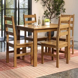 Conjunto com Mesa de Jantar 100cm Retangular e 4 Cadeiras 100% Madeira Maciça Serena Espresso Móveis