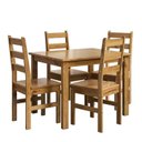Ver imagem 3 de Conjunto com Mesa de Jantar 100cm Retangular e 4 Cadeiras 100% Madeira Maciça Serena Nogueira