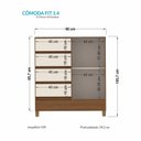 Ver imagem 3 de Cômoda para Quarto 4 Gavetas e 1 Porta Fit Marrom/Jequitibá/Off