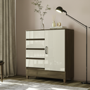 Ver imagem 1 de Cômoda para Quarto 4 Gavetas e 1 Porta Fit Marrom/Jequitibá/Off
