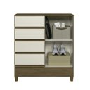 Ver imagem 5 de Cômoda para Quarto 4 Gavetas e 1 Porta Fit Marrom/Jequitibá/Off