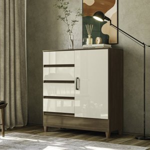 Cômoda 1 Porta 4 Gavetas com Pés