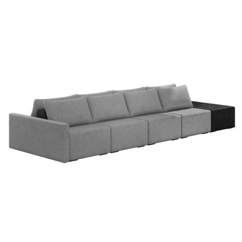 Sofá Ilha 4 Lugares Living 432cm Modulado para Sala Lary Linho Grafite/pu Pto K01 - D'Rossi