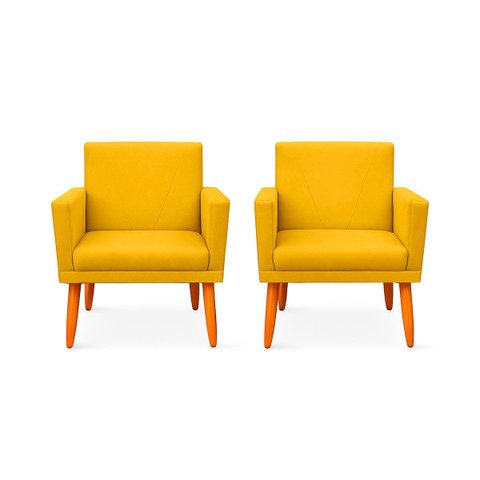 Kit 2 Poltrona Cadeira para Sala Confortável e Minimalista Paris em Suede