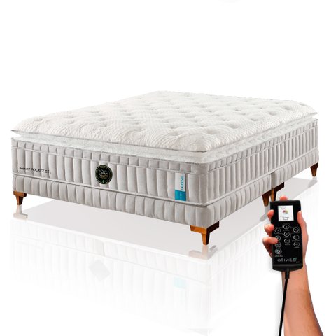 Colchão Queen Latex Foam de Látex Smart Pocket Qgel com Cobre - 158x198cm - Box e Kit Zen