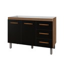 Ver imagem 2 de Balcão Gabinete para Pia Bia 118cm 02 Portas 03 Gavetas sem Tampo Savana Preto - Desk Design