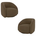 Ver imagem 1 de Kit 2 Poltronas Decorativas Jenny Base Giratória em Metal Preto Veludo Marrom G45 - Gran Belo