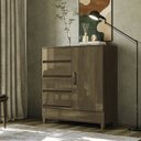 Ver imagem 1 de Cômoda 1 Porta 4 Gavetas com Pés Marrom/Jequitiba