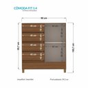 Ver imagem 3 de Cômoda 1 Porta 4 Gavetas com Pés Marrom/Jequitiba