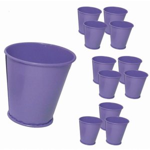 Balde Cachepot de Metal para Mesa Mini Lilas Kit com 24