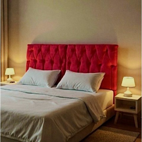 Cabeceira Almofadada Suspensa de Cama Casal Cabeceira Leticia 140cm X 55cm Vermelho