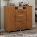 Ver imagem 6 de Comoda 4 Gavetas 2 Portas 1 Nicho com Rodizios Versa 135 cm Cinamomo Zanz