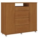 Ver imagem 1 de Comoda 4 Gavetas 2 Portas 1 Nicho com Rodizios Versa 135 cm Cinamomo Zanz