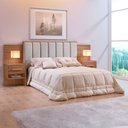 Ver imagem 1 de Cabeceira Casal Queen 160 cm Ripada 100% MDF Estofada Isis com 02 Mesas de Cabeceira Espresso Móveis Marrom