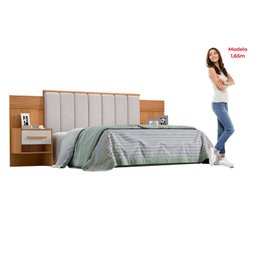 Cabeceira Casal Queen 160 Cm Ripada 100% Mdf Estofada Isis com 02 Mesas de Cabeceira Espresso Móveis - 6