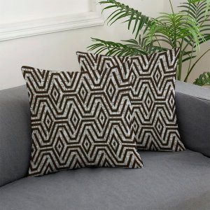 Kit 2 Capa Almofada Sala 45x45 Decorativa Jacquard Marrom