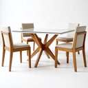 Ver imagem 3 de Conjunto Sala de Jantar Mesa Donna com 4 Cadeiras Lady em Madeira Maciça Marrom/Mel/Off White