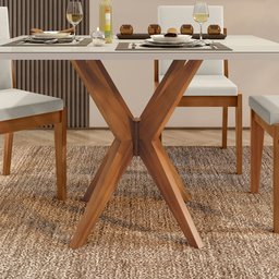 Conjunto Sala de Jantar Mesa Donna com 4 Cadeiras Lady em Madeira Maciça - 12