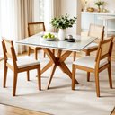 Ver imagem 2 de Conjunto Sala de Jantar Mesa Donna com 4 Cadeiras Rainha em Madeira Maciça