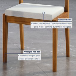 Conjunto Sala de Jantar Mesa Donna com 4 Cadeiras Rainha em Madeira Maciça - 7