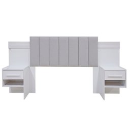 Cabeceira Casal Queen 160 Cm Ripada 100% Mdf Estofada Isis com 02 Mesas de Cabeceira Espresso Móveis - 2