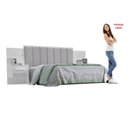 Ver imagem 5 de Cabeceira Casal Queen 160 cm Ripada 100% MDF Estofada Isis com 02 Mesas de Cabeceira Espresso Móveis Branco